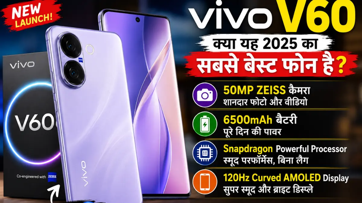 Vivo V60: दमदार कैमरा, बड़ी बैटरी और प्रीमियम डिज़ाइन वाला शानदार Smartphone