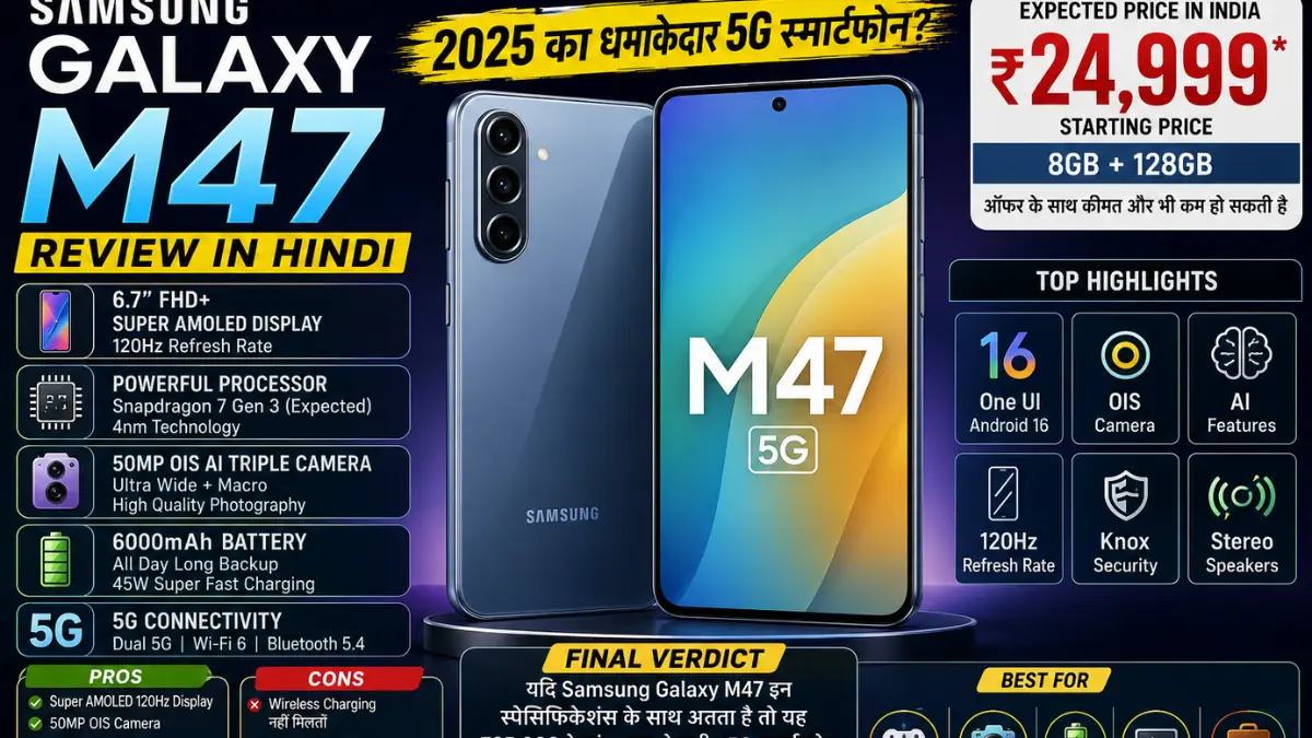 Samsung Galaxy M47 Review in Hindi – Pros, Cons, Camera, Battery and Final Verdict